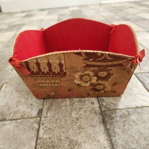 Vintage Handmade Linen Sewing Basket